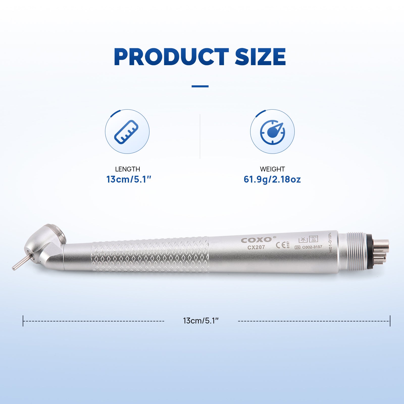 COXO Dental 45 Degree High Speed Air Turbine Handpiece Standard Head 4 Hole CX207 H01-D1SP4 - azdentall.com