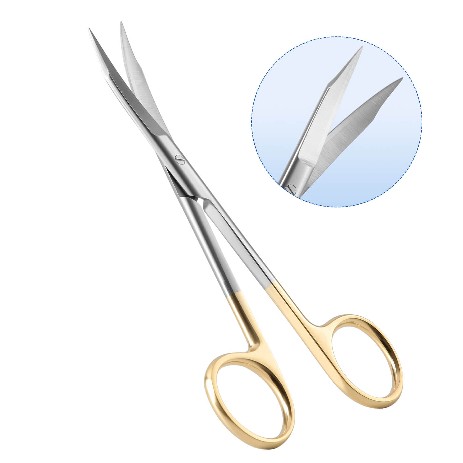 Dental Surgical Scissors 13cm Straight/Curved Tip Gold Handle - azdentall.com