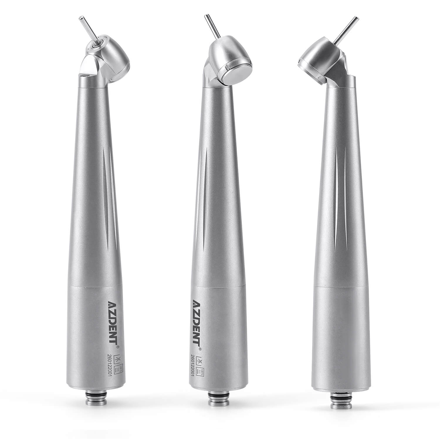 AZDENT Dental LED Fiber Optic 45° High Speed Handpiece Titanium Mini Head Four Water Spray / 6 Holes Quick Coupler - azdentall.com
