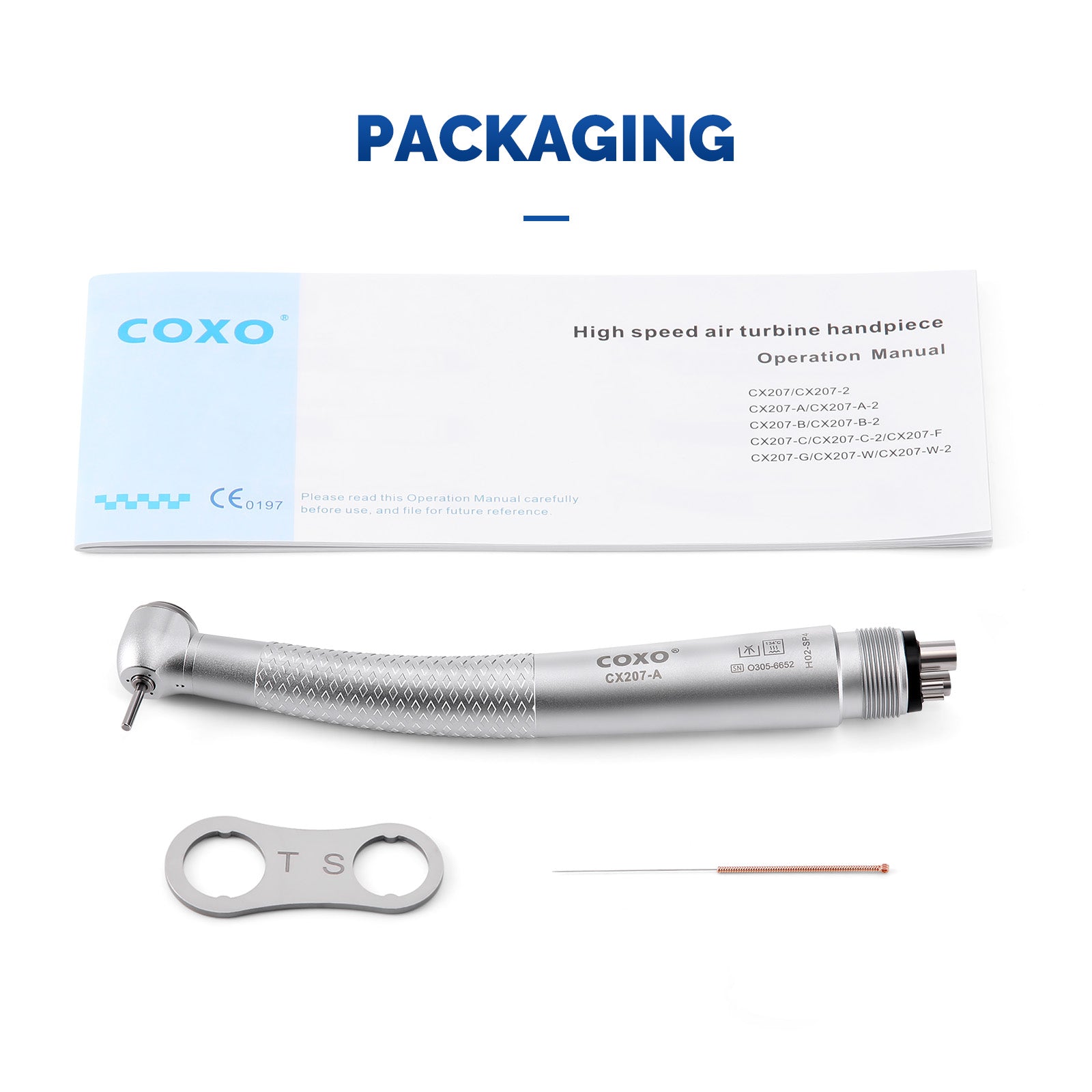 COXO Dental High Speed Handpiece Air Turbine Anti-retraction Standard Head 4 Hole Quick Coupling - azdentall.com