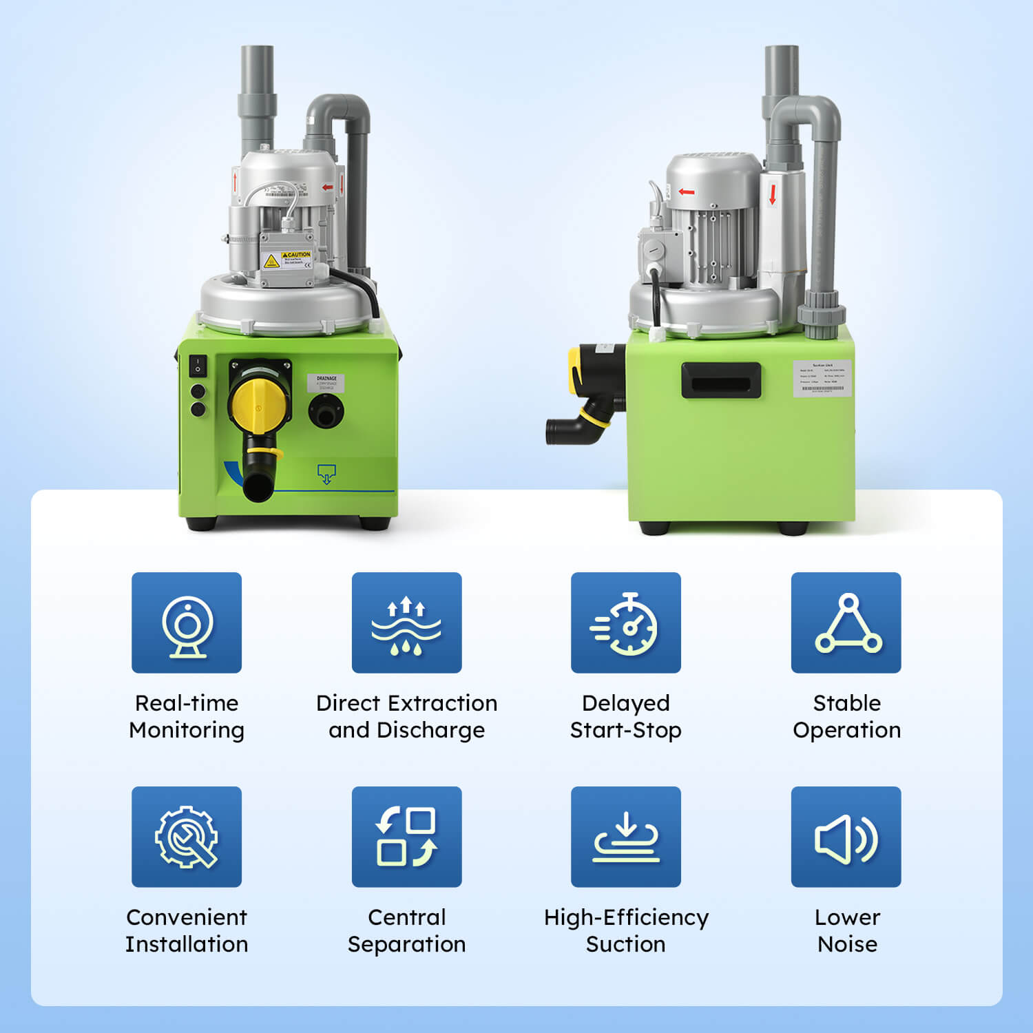 Portable Dental Suction Unit 300L/min 750W for 1-2 Dental Chair Low Working Noise - azdentall.com