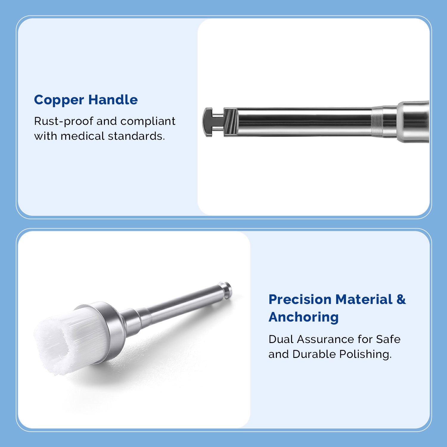 AZDENT Dental Prophy Brushes RA Latch Type Bowl Shape Nylon Soft Copper Handle 100pcs/Box - azdentall.com