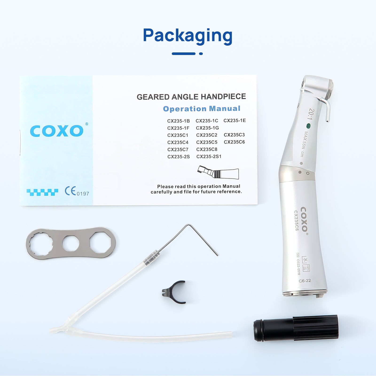 COXO Dental Low Speed Handpiece 20:1 Contra Angle Inner & External Channel For Implant With Fiber Optic CX235C6-22 - azdentall.com