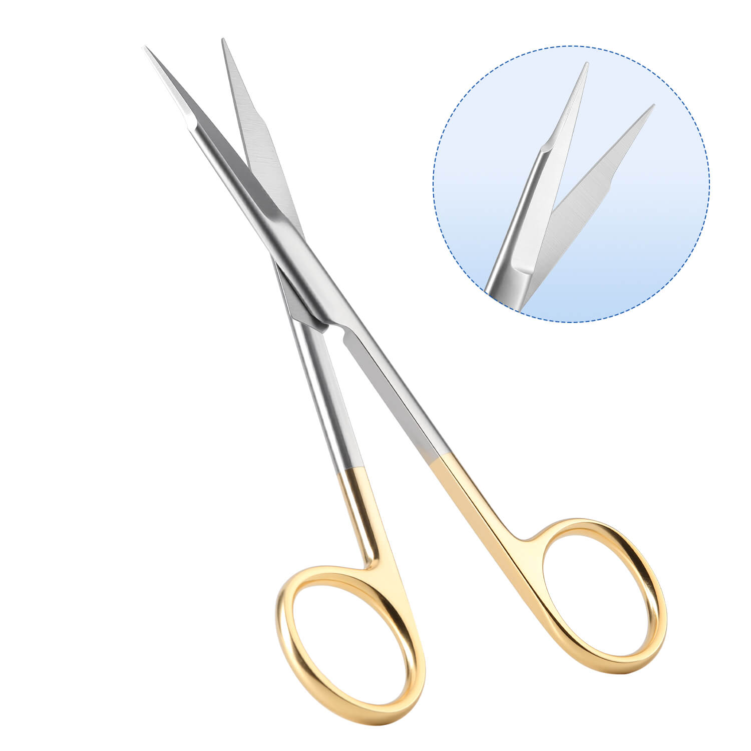 Dental Surgical Scissors 13cm Straight/Curved Tip Gold Handle - azdentall.com
