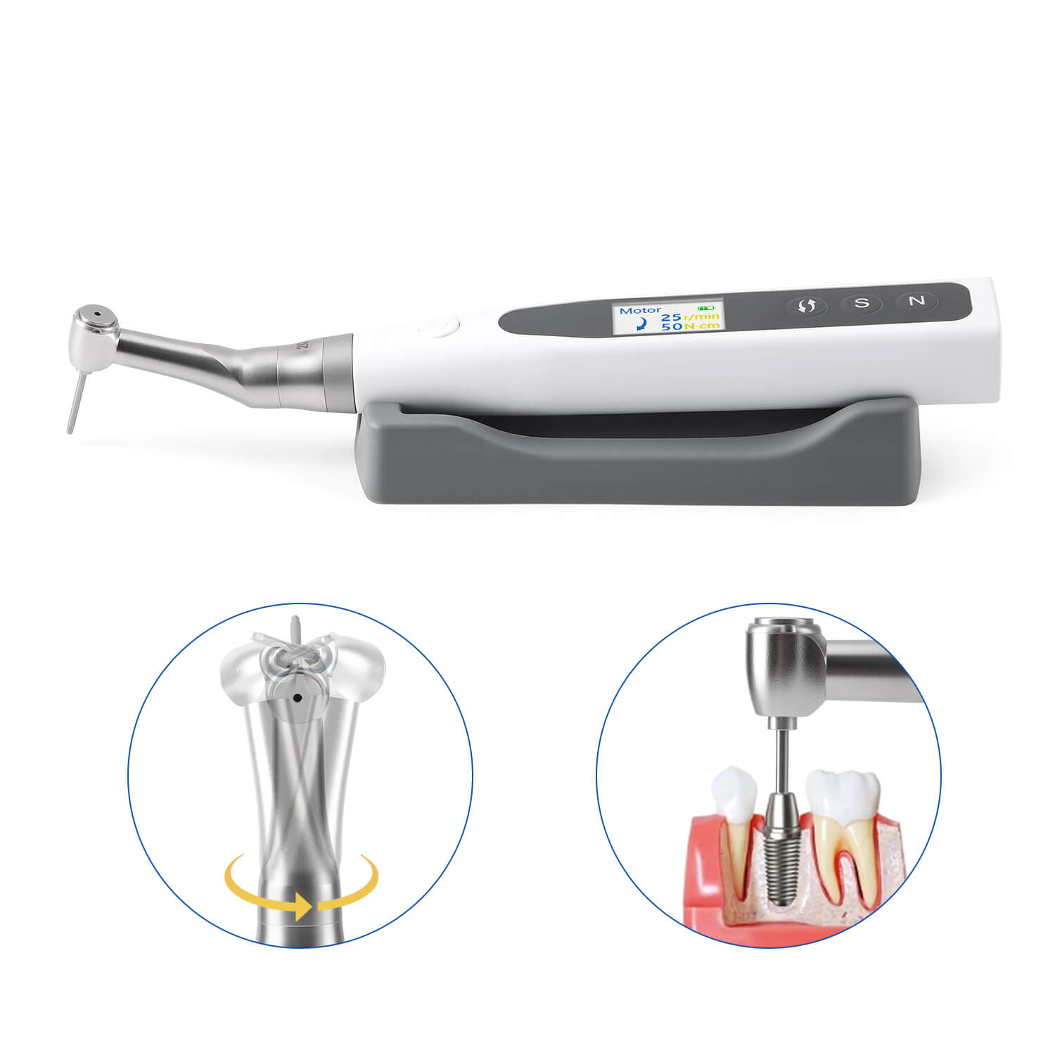 Dental Electric Wireless Torque Driver Universal Implant Torque Wrench Handpiece 360° Rotate - azdentall.com