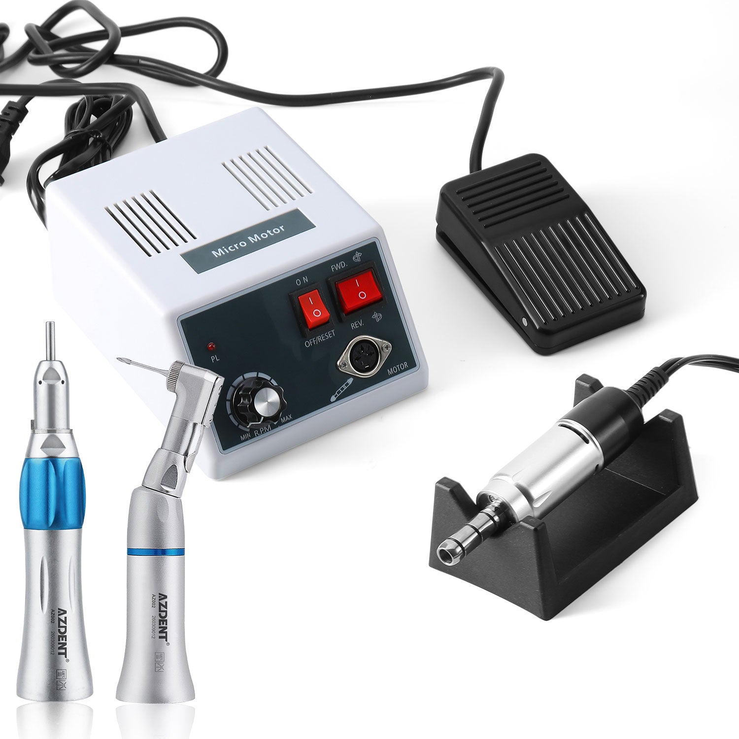 Dental Hand Grinder Micromotor Polishing E-type 35000 RPM With 1:1 Low Speed Straight Handpiece & Contra Angle - azdentall.com
