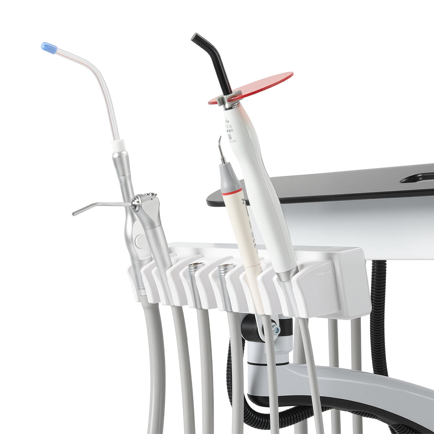 Portable Dental Mobile Delivery Cart Unit 4 Hole with Curing Light and Scaler Handpiece - azdentall.com