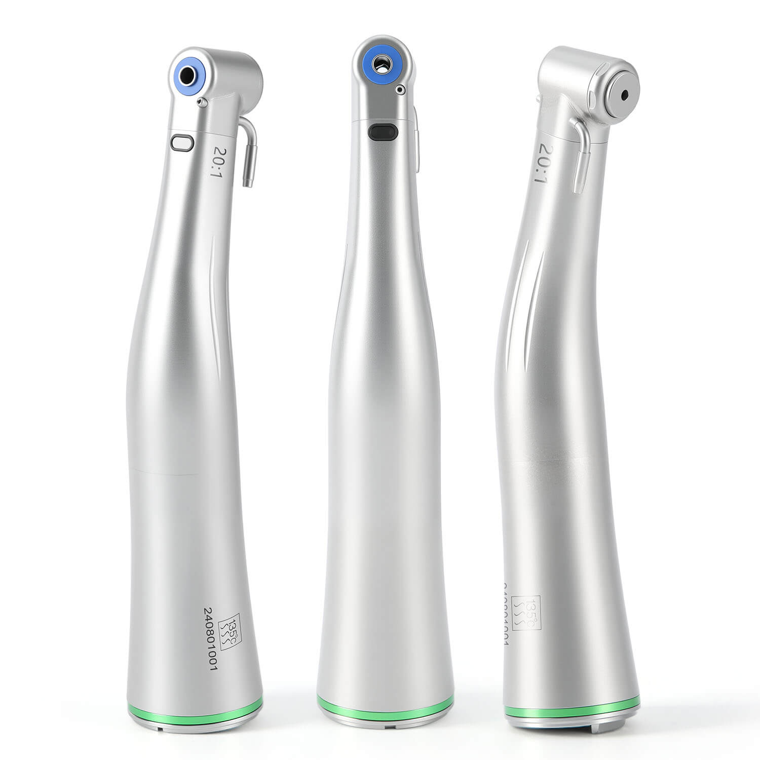 Dental LED Fiber Optic 20:1 Implant Contra Angle Low Speed Handpiece Push Button Stainless Steel Body - azdentall.com
