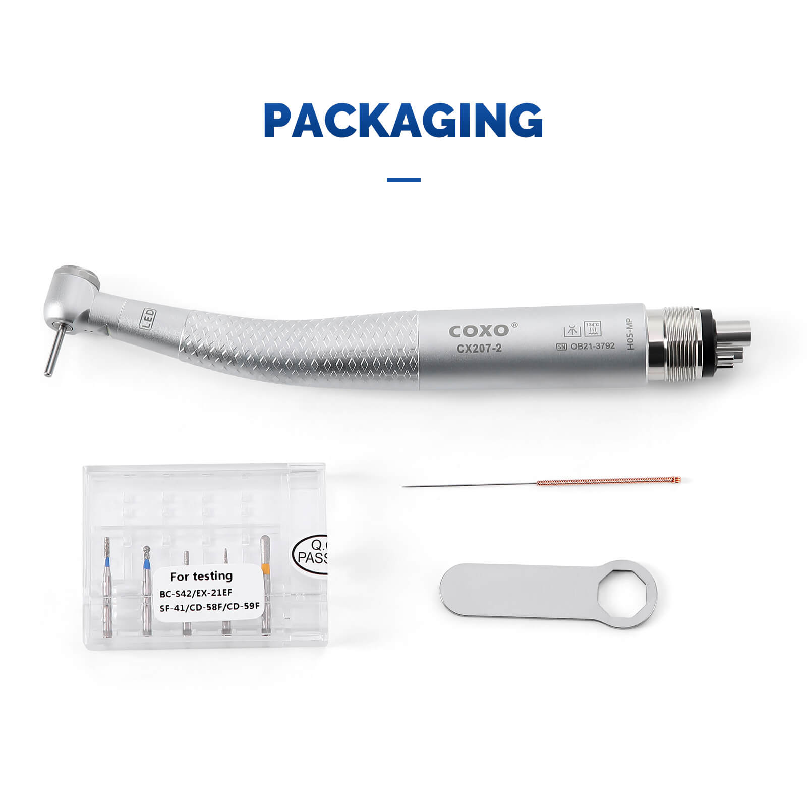COXO LED High-speed Air Turbine Handpiece with Generator Mini Head 4 Holes Coupler CX207-2 #H05-MP4 - azdentall.com