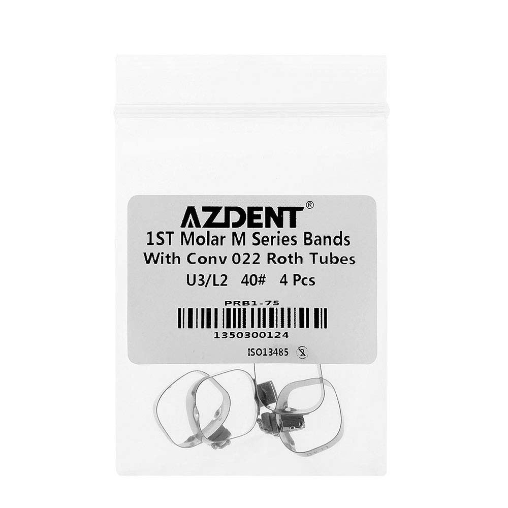 AZDENT Dental Orthodontic Buccal Tube Band 1st 40# Roth .022 U3/L2 4pcs/Kit