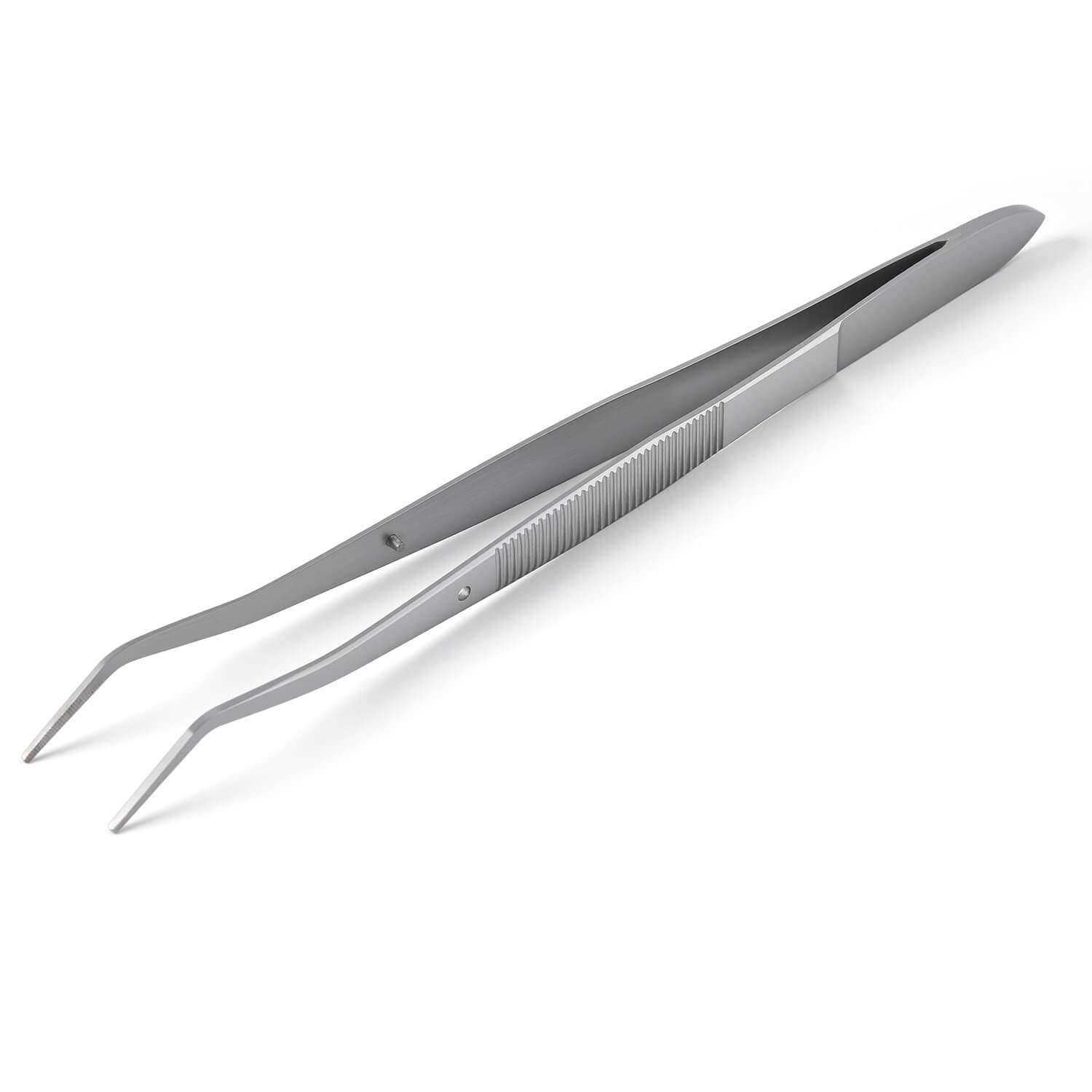 Dental Curved Serrated Tip Tweezers Stainless Steel - azdentall.com