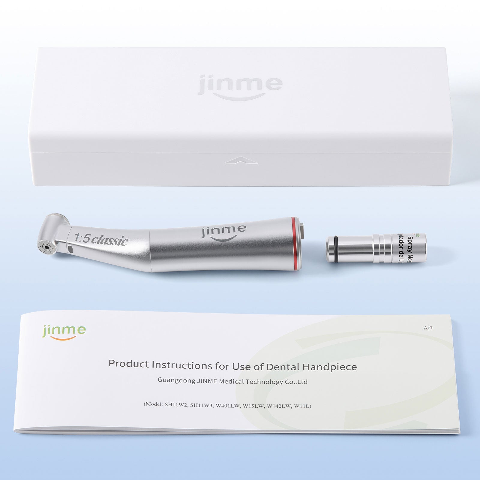 Jinme 1:5 Fiber Optic Electric Handpiece Increasing Contra Angle Standard Head Inner Channel W15LW - azdentall.com