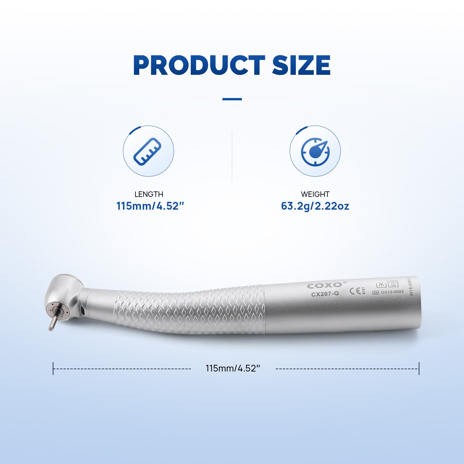 COXO Dental Fiber Optic High Speed Air Turbine Handpiece Standard Head H16-KSPQ - azdentall.com