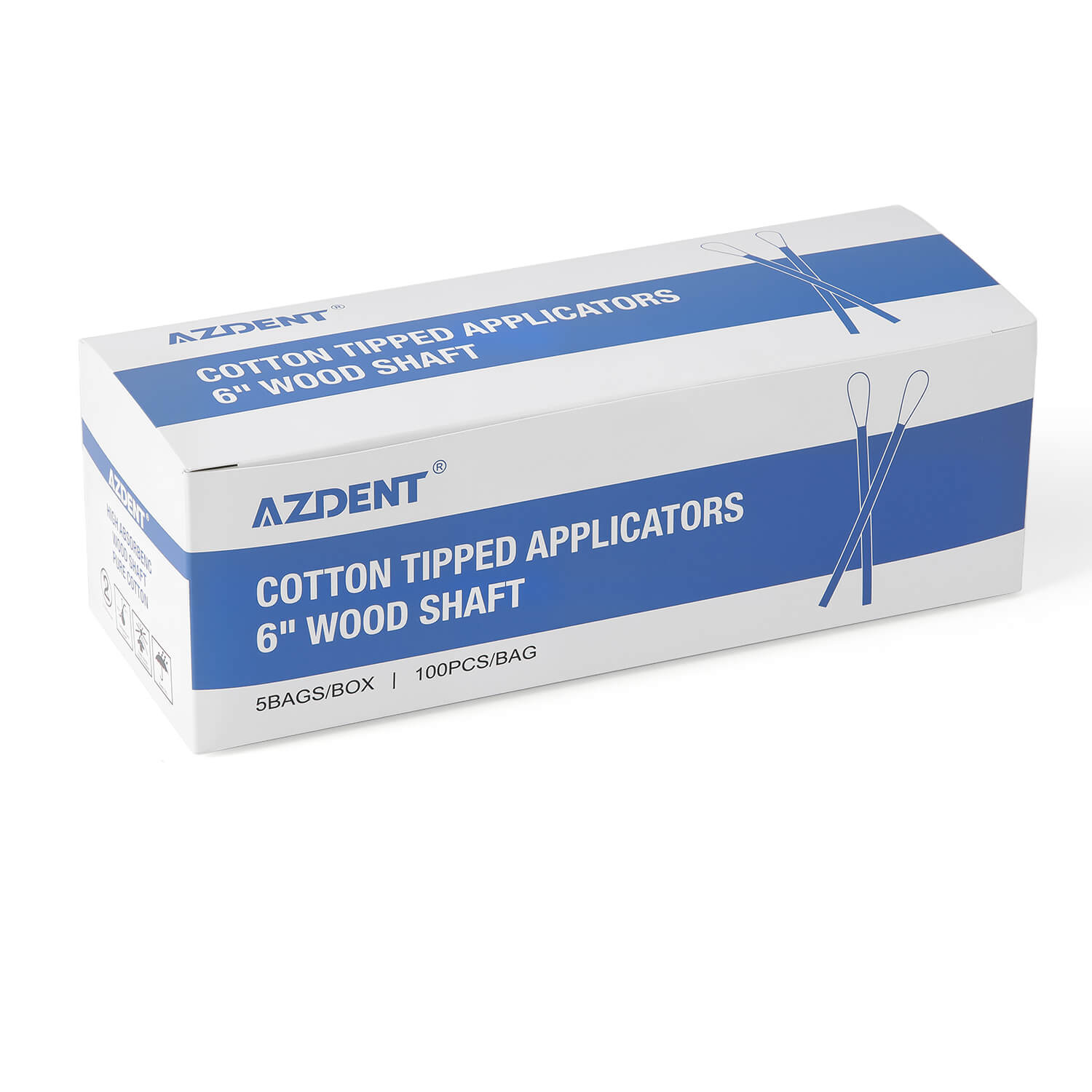 AZDENT Disposable Cotton Swab Tipped Applicator 3" 6" Wood Shaft - azdentall.com