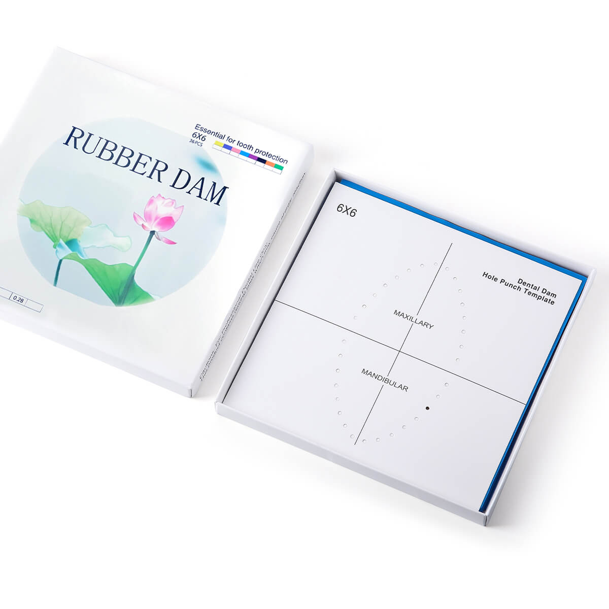Dental Rubber Dams Natural Latex with Punch Hole Position Board 6