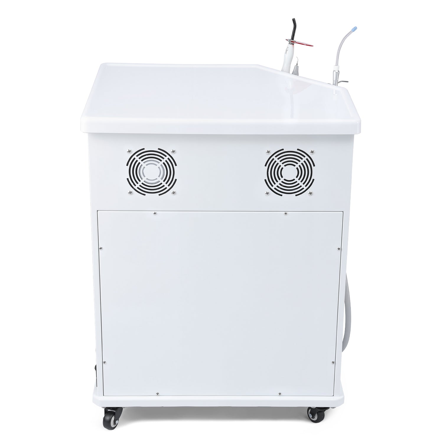 Portable Dental Side Delivery Unit Cabinet Type P212 High Suction 4 Hole w/ Woodpecker Curing Light and Scaler & Air Compressor - azdentall.com