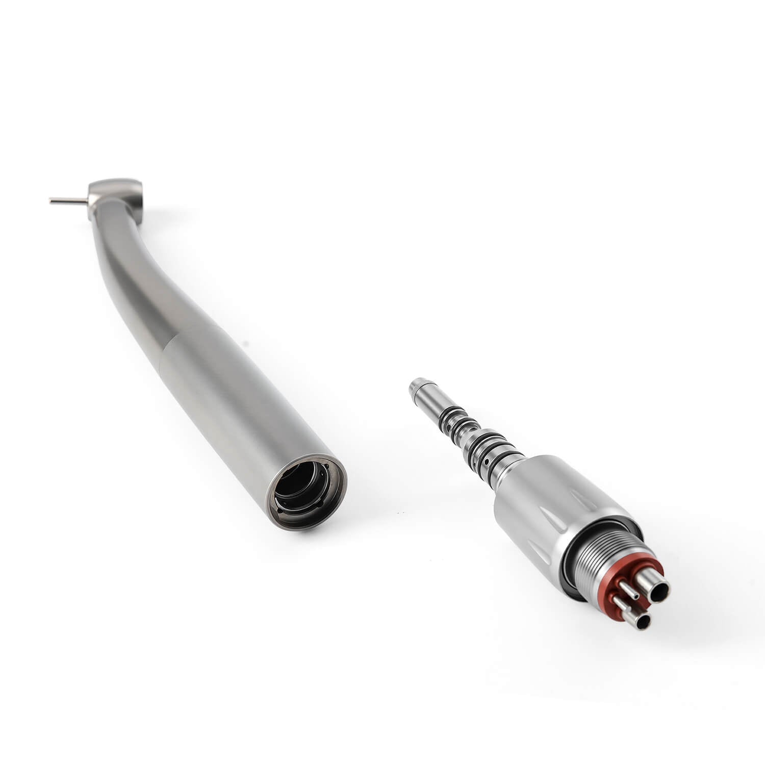 Dental LED Fiber Optic High Speed Handpiece Titanium Standard Head Push Button Four Water Spray / 4 or 6 Holes Quick Coupler - azdentall.com