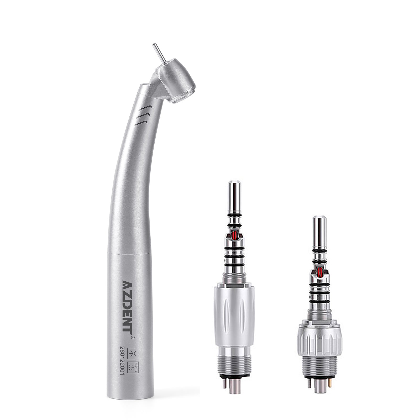 AZDENT Dental LED Fiber Optic 45° High Speed Handpiece Titanium Standard Head Four Water Spray / 4 or 6 Holes Quick Coupler - azdentall.com
