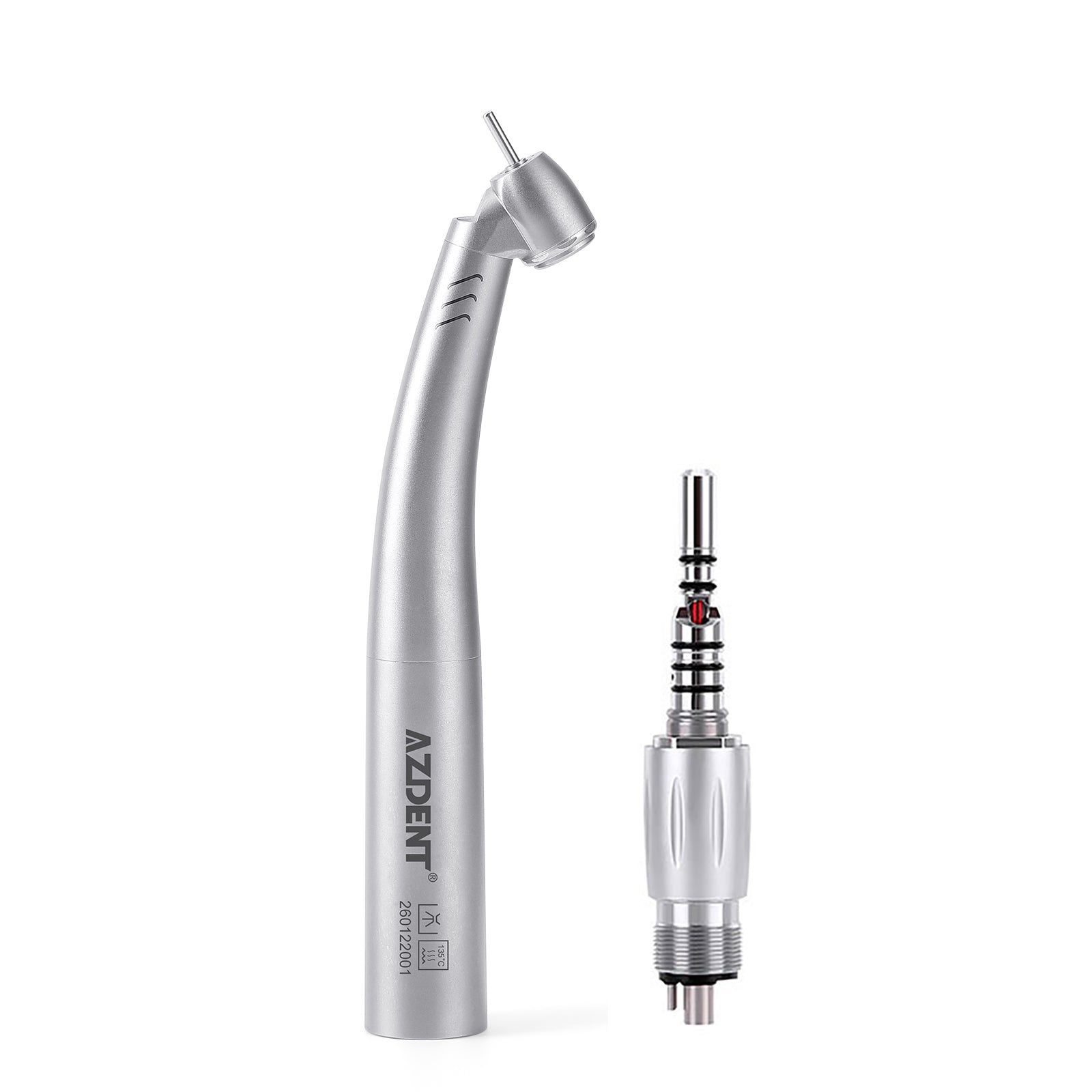 AZDENT Dental LED Fiber Optic 45° High Speed Handpiece Titanium Standard Head Four Water Spray / 6 Holes Quick Coupler - azdentall.com