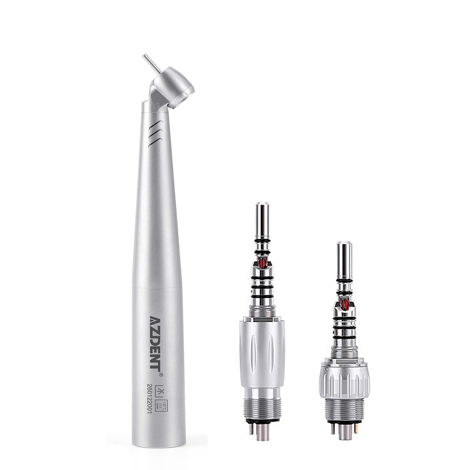 AZDENT Dental LED Fiber Optic 45° High Speed Handpiece Titanium Mini Head Four Water Spray / 4 or 6 Holes Quick Coupler - azdentall.com