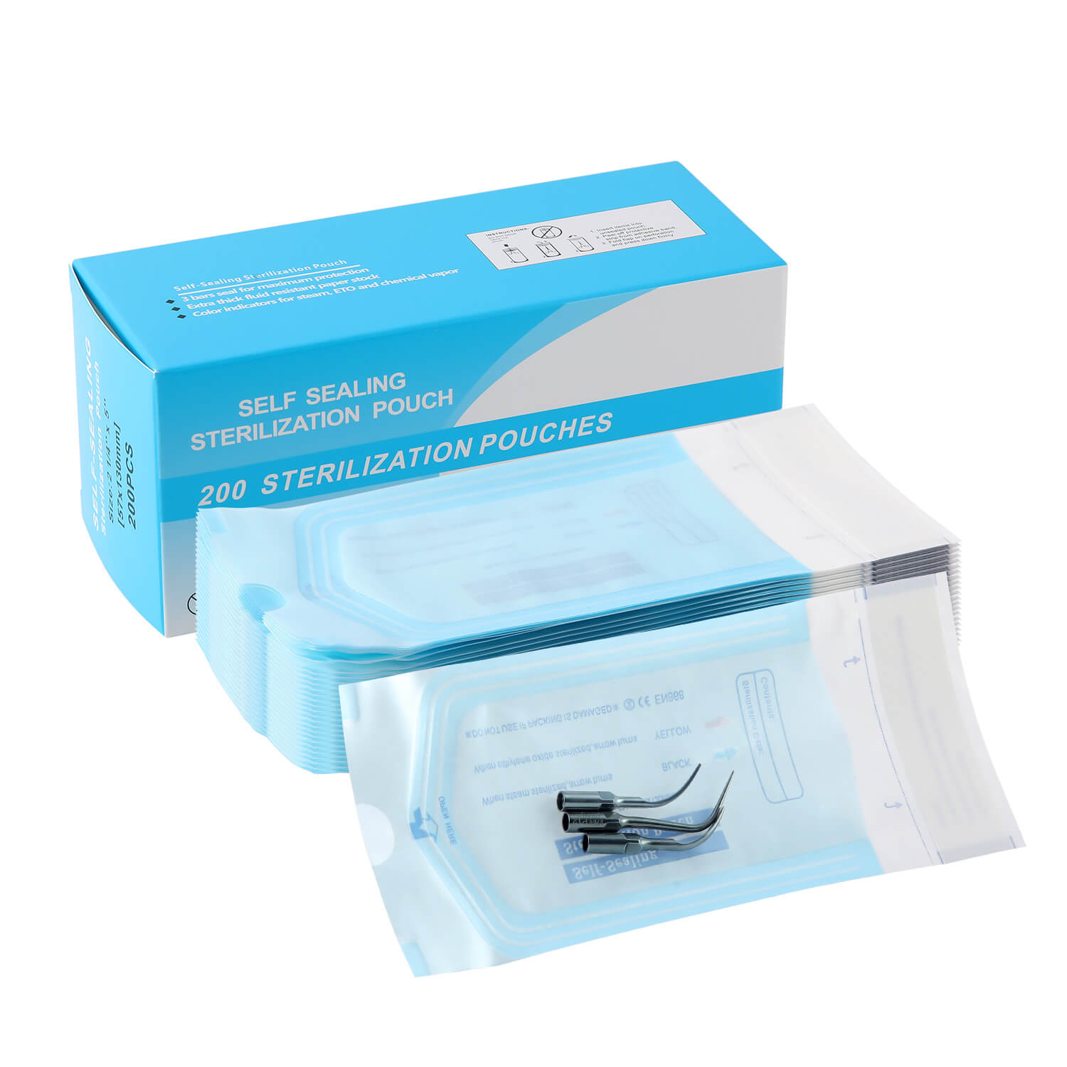 Dental Self-Sealing Sterilization Pouch 7 Sizes 200pcs/Box - azdentall.com