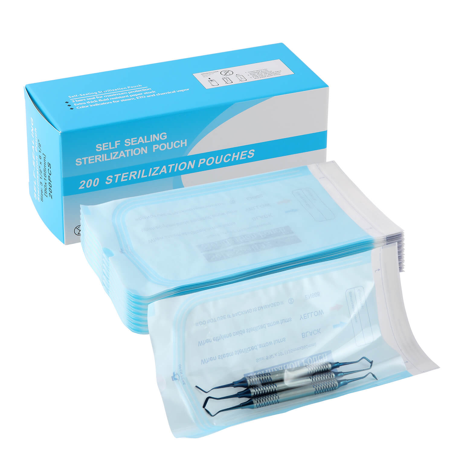 Dental Self-Sealing Sterilization Pouch 5.25”x10” 200pcs/Box - azdentall.com