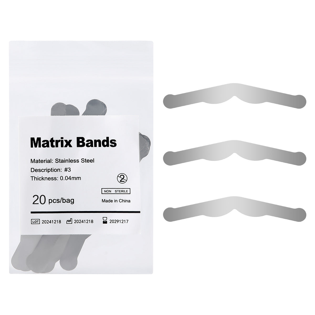 Dental Matrix Bands Tofflemire Stainless Steel 6 Sizes 20pcs/Pack - azdentall.com