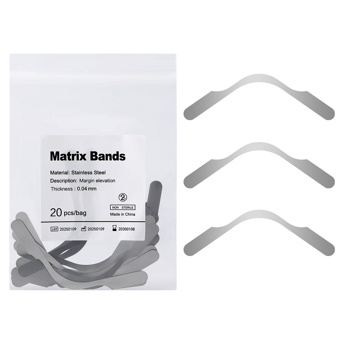 Dental Matrix Bands Tofflemire Stainless Steel 6 Sizes 20pcs/Pack - azdentall.com