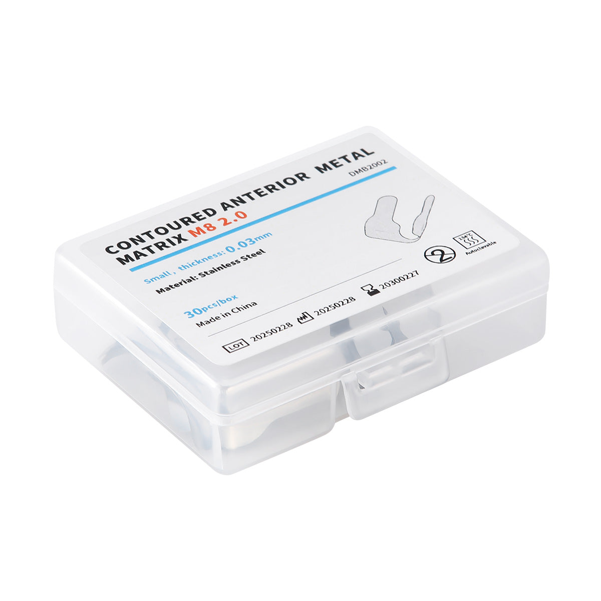 Dental Matrix Contoured Anterior Metal Matrix Bands Sectional 0.03mm S/M 30pcs/Box