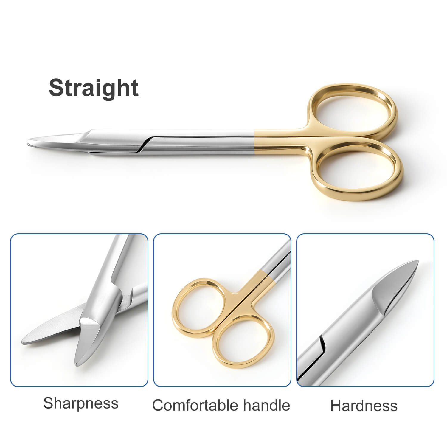 Dental Crown Scissors Gold Handle Straight/Curved Tip - azdentall.com