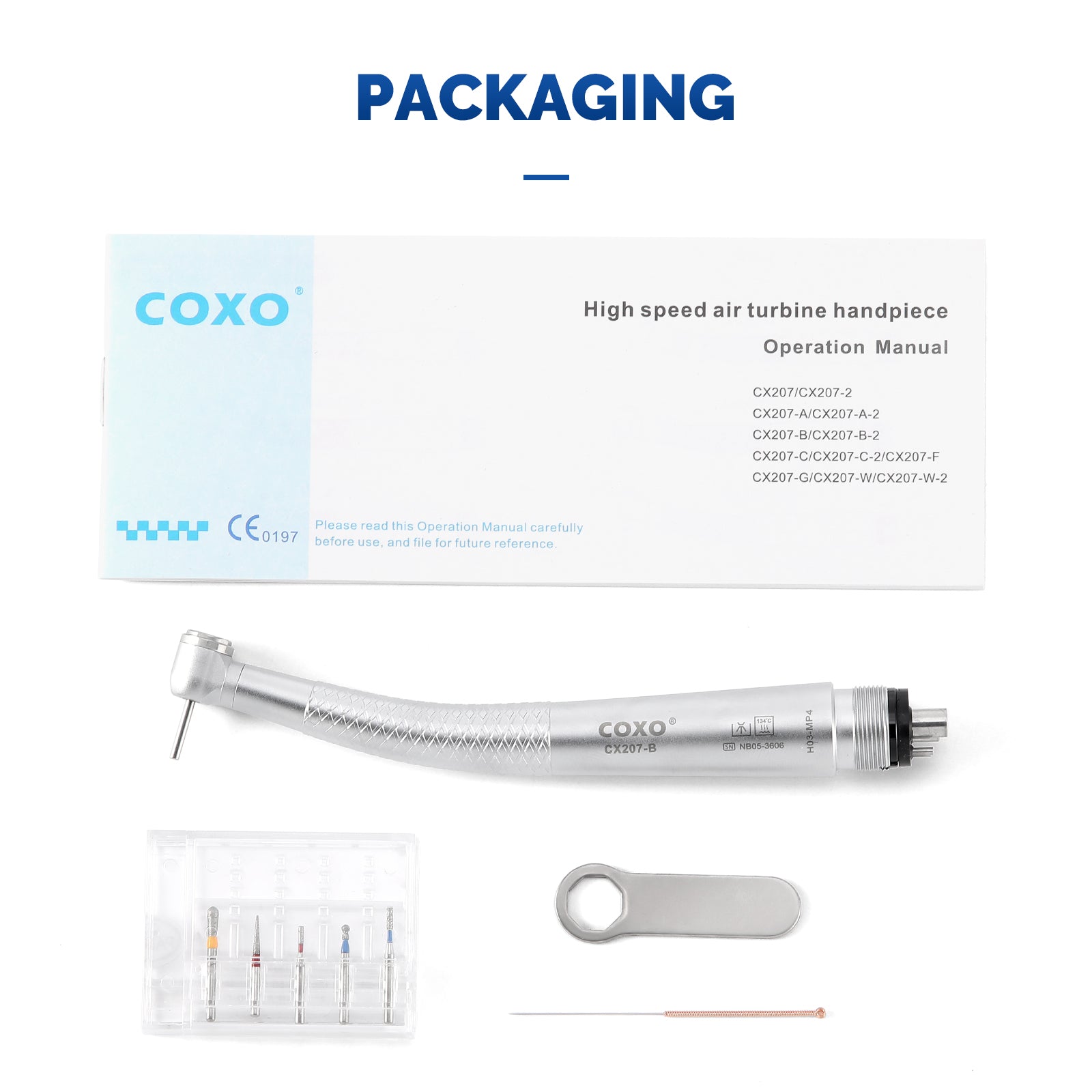 COXO Mini Head High Speed Air Turbine Handpiece with 4 Holes Coupler CX207-B - azdentall.com