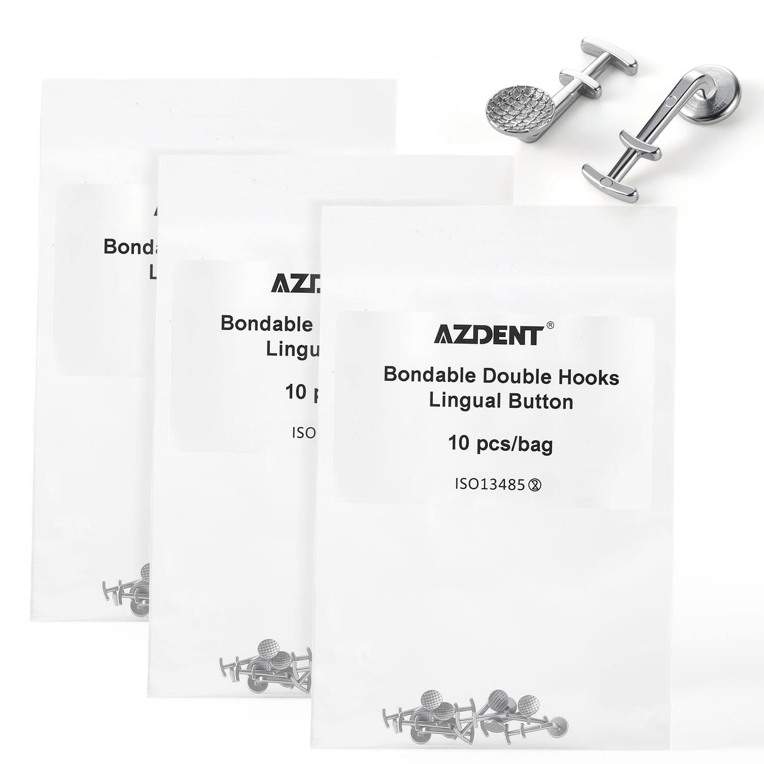 AZDENT Orthodontic Multi Hook Lingual Buttons Bondable Monoblock Round Base 10pcs/Bag - azdentall.com