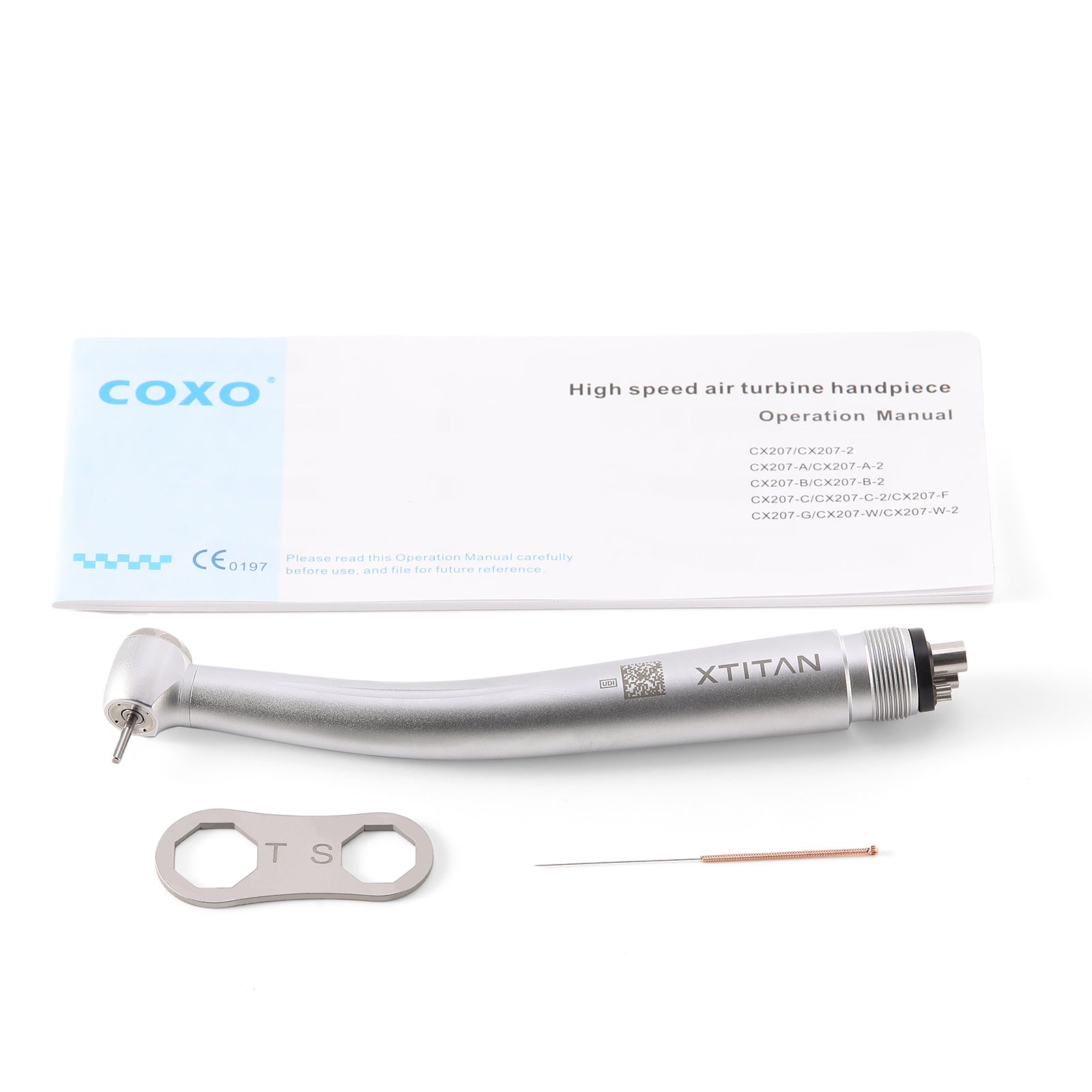 COXO X TITAN High Speed Air Turbine Handpiece 4 Holes Super Torque Standard Head 4 Port Spray CX207-B H33-SP4 - azdentall.com