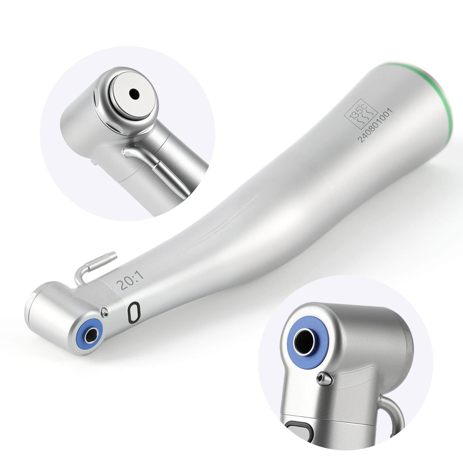Dental LED Fiber Optic 20:1 Implant Contra Angle Low Speed Handpiece Push Button Stainless Steel Body - azdentall.com