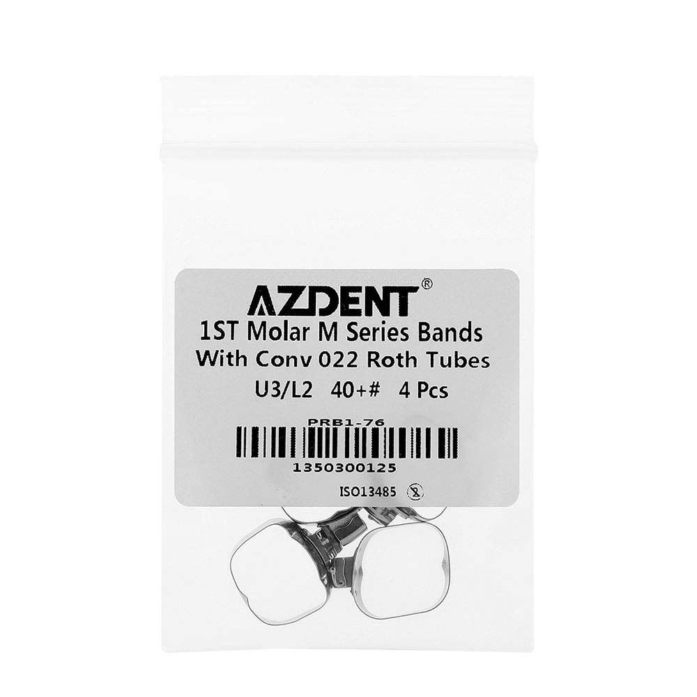 AZDENT Dental Orthodontic Buccal Tube Band 1st 40+# Roth .022 U3/L2 4pcs/Kit