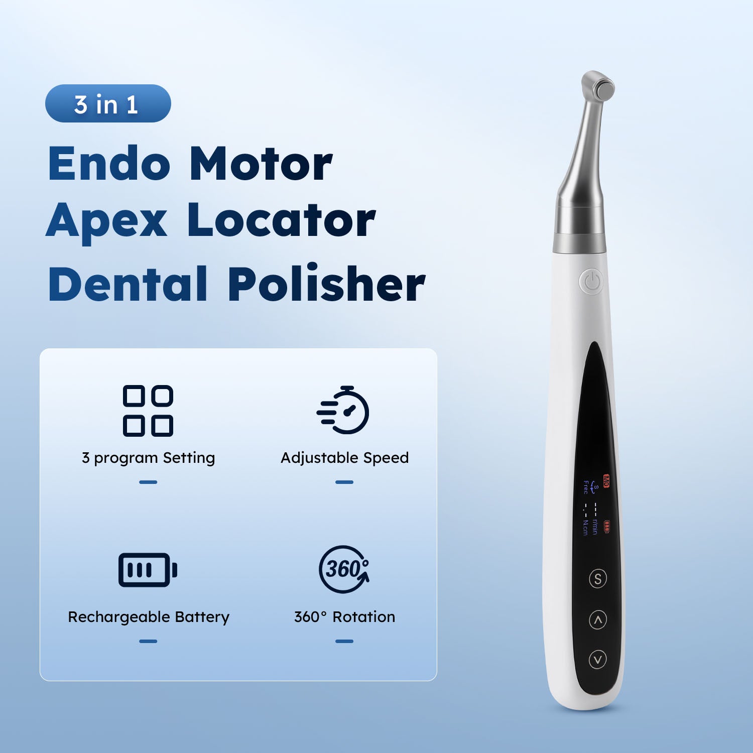 Dental 3 in 1 Brushless 6:1 Endo Motor with Apex Locator and