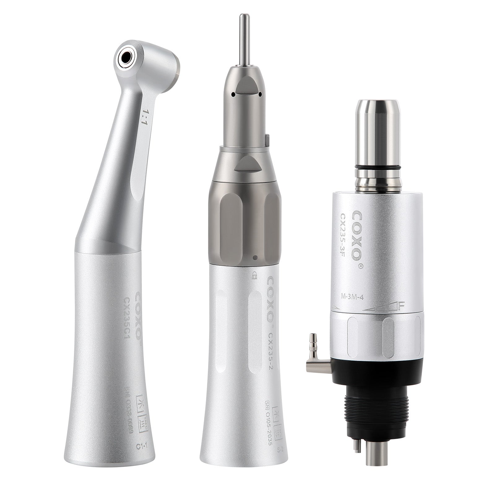 COXO Dental 1:1 Low Speed Handpiece Contra Angle Straight Handpiece Air Motor 4 Holes External - azdentall.com