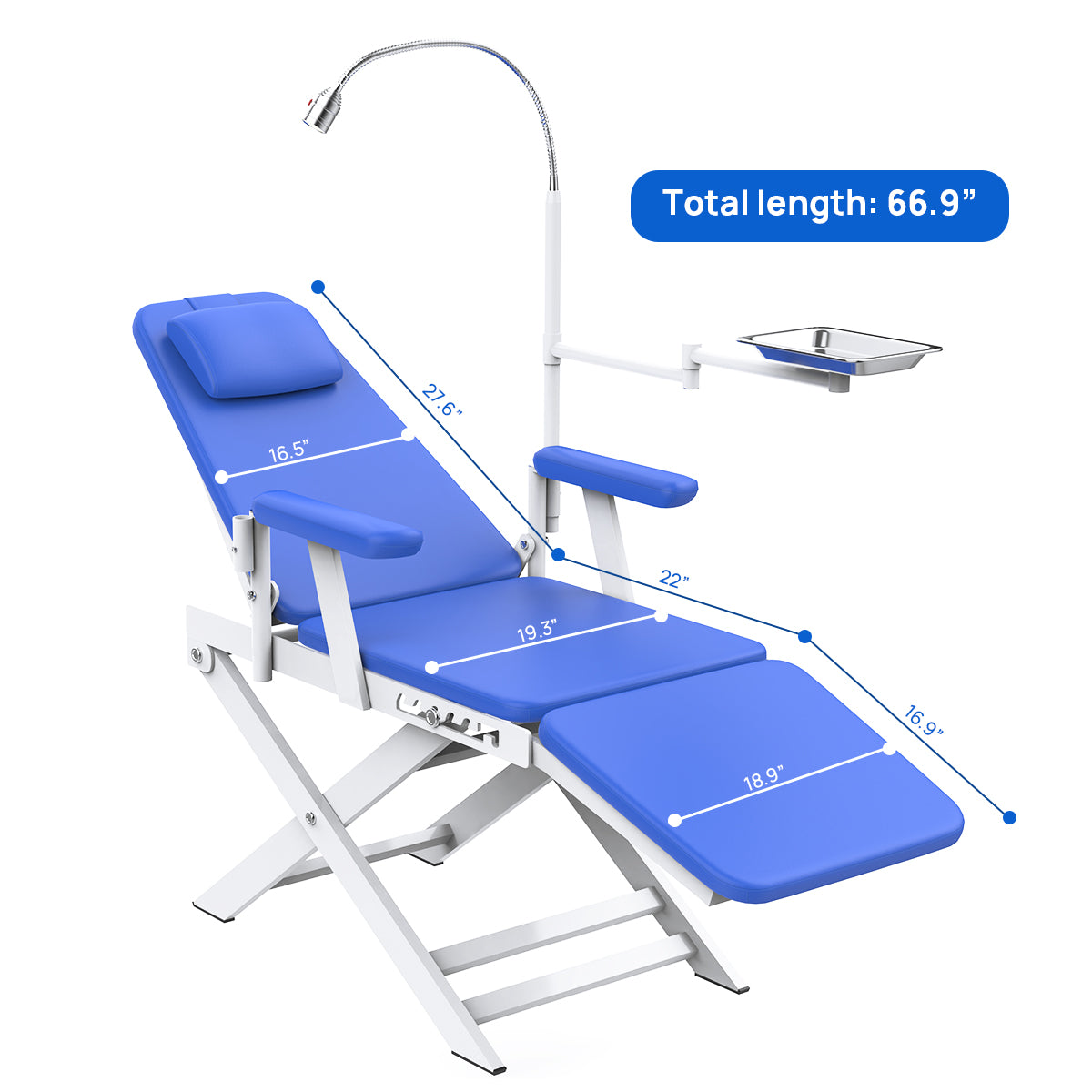 Dental Portable Chair Simple Type-Folding Chair With LED Cold Light Blue - azdentall.com