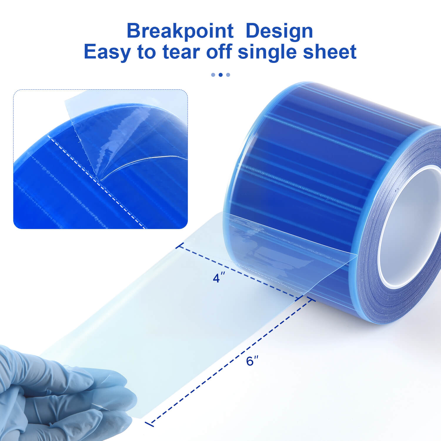 Dental Medical Barrier Film Tape Roll Adhesive 4"x6" 1200Sheets/Roll - azdentall.com