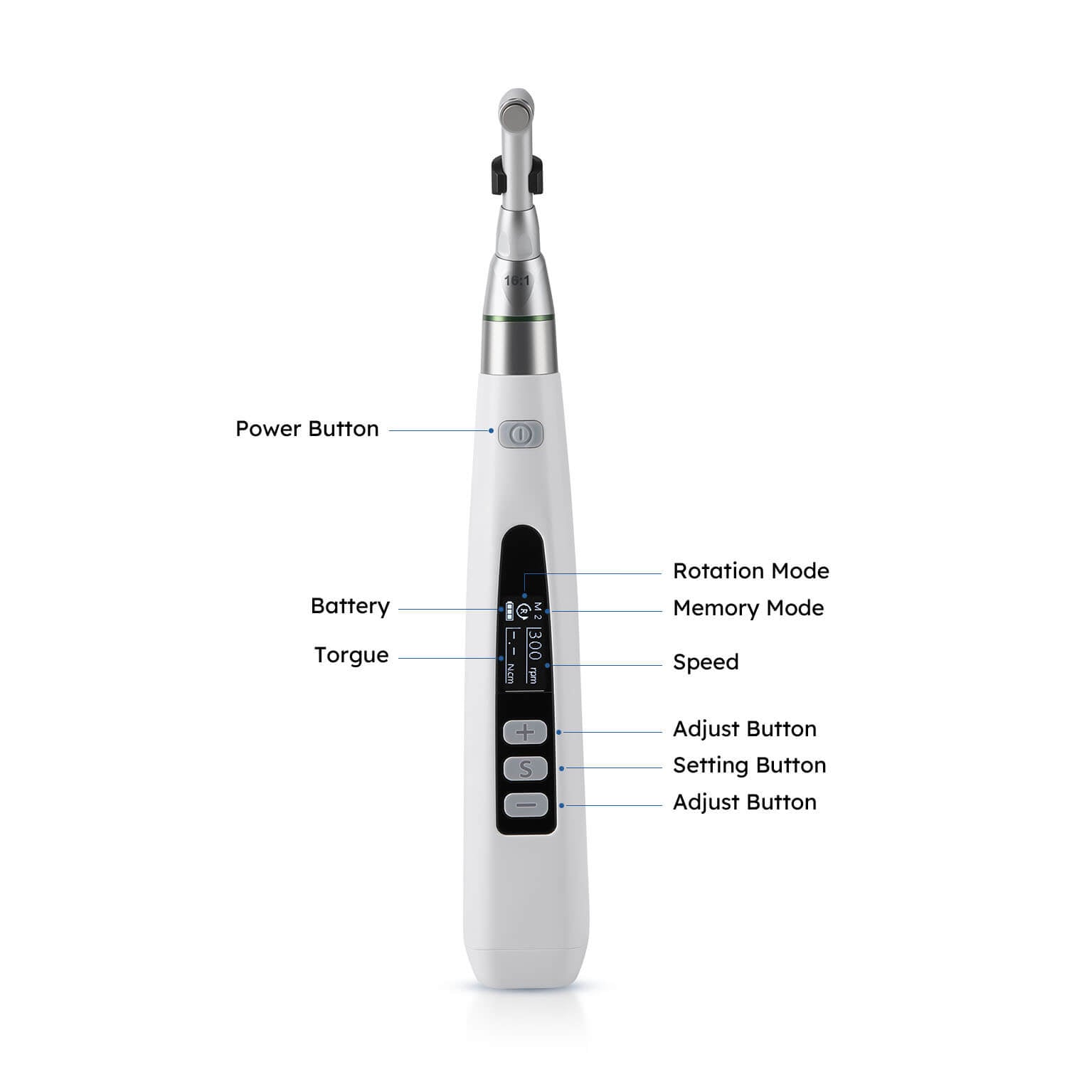 Dental Reciprocating Cordless LED Endodontic Motor 16:1 Contra Angle