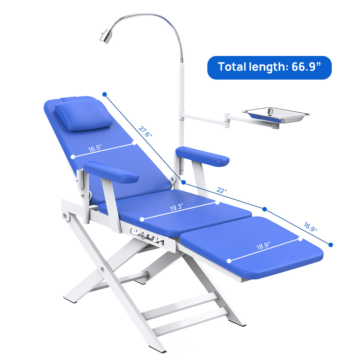 Dental Portable Chair Simple Type-Folding Chair With LED Cold Light Blue - azdentall.com