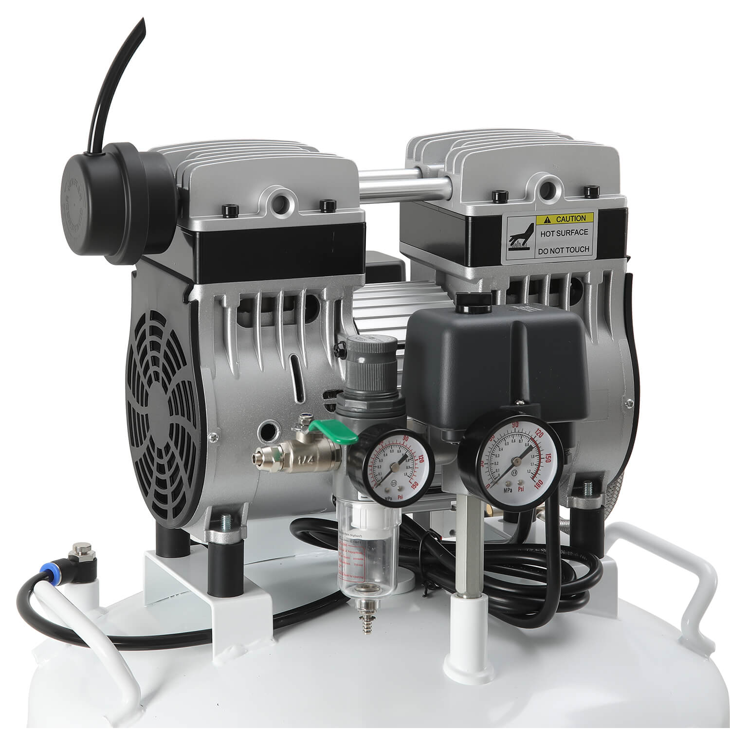 Dental Silent Oil Free Air Compressor 40L 800W Dual-Pressure Display for 2PCS Dental Chair - azdentall.com