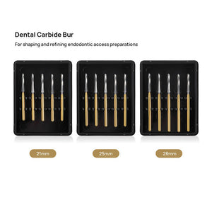 Dental Endodontic Carbide Burs FG Titanium Coated For Shaping Refining Endodontic Access Preparations 21/25/28mm 5Pcs/Box - azdentall.com