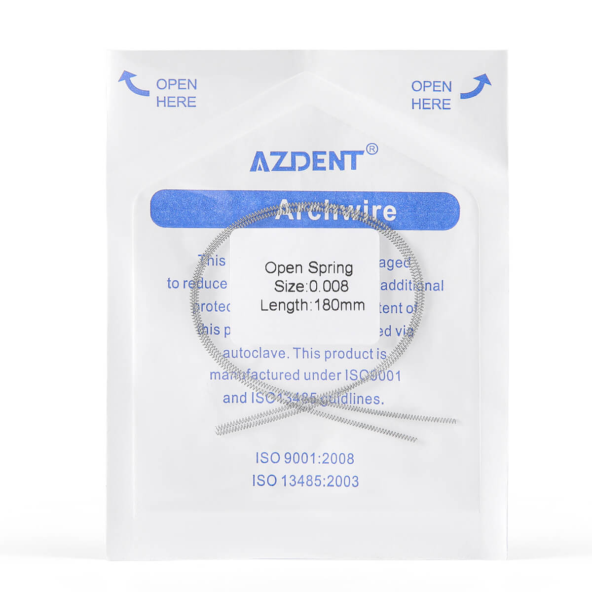 AZDENT Dental Open Coil Spring NITI Alloy 180mm 0.008/0.010/0.012/0.014 2pcs/Pk - azdentall.com