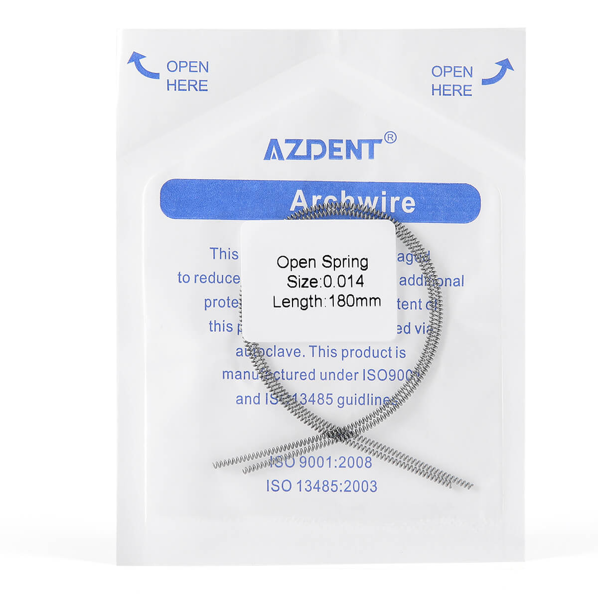 AZDENT Dental Open Coil Spring NITI Alloy 180mm 0.008/0.010/0.012/0.014 2pcs/Pk - azdentall.com
