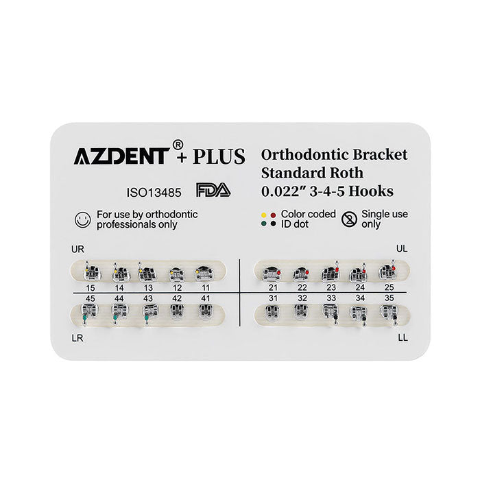 5Packs Dental Orthodontic Brackets Braces Metal Standard Roth 0.22''Slot 3  Hooks 