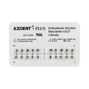 AZDENT PLUS Dental Metal Brackets Braces Mini Roth .022 Hooks 3 20pcs/Pack - azdentall.com