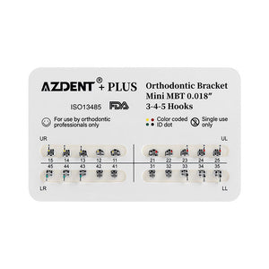 AZDENT PLUS Dental Metal Brackets Braces Mini MBT .018 Hooks 3-4-5 20pcs/Pack - azdentall.com