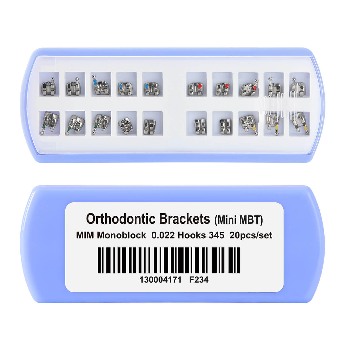 Dental Metal Monoblock Brackets Mesh Base Mini Roth/MBT 0.022" 345 Hooks 20pcs/Set - azdentall.com