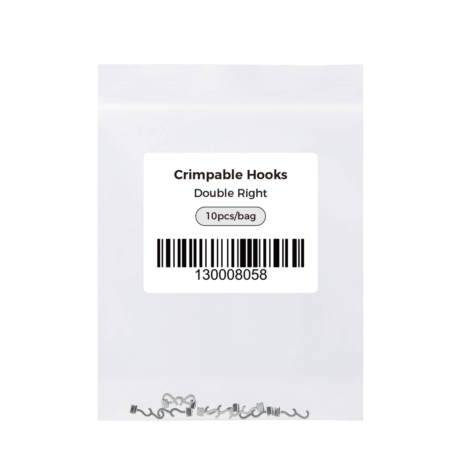 Dental Crimpable Hooks Double Long Left/ Right 7mm 10pcs/Bag - azdentall.com